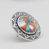 Turquoise Spiny Oyster Silver Rings