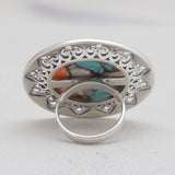 Turquoise Spiny Oyster Silver Rings