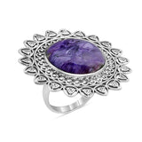 Purple Charoite 925 Sterling Silver Ring