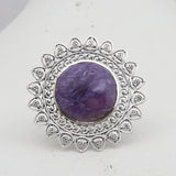 Purple Charoite 925 Sterling Silver Ring