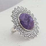 Purple Charoite 925 Sterling Silver Ring