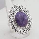 Purple Charoite 925 Sterling Silver Ring