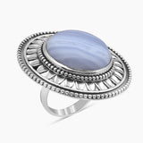 Blue Lace Agate Silver Rings