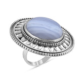 Blue Lace Agate Silver Ring