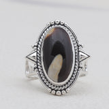 925 Sterling Silver Peanut Wood Jasper Rings