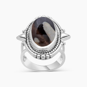 925 Sterling Silver Peanut Wood Jasper Rings