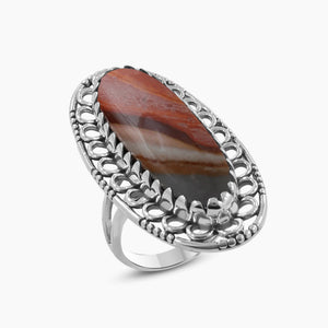 925 Sterling Silver Polychrome Jasper Rings