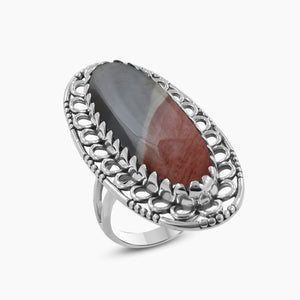 925 Sterling Silver Polychrome Jasper Rings
