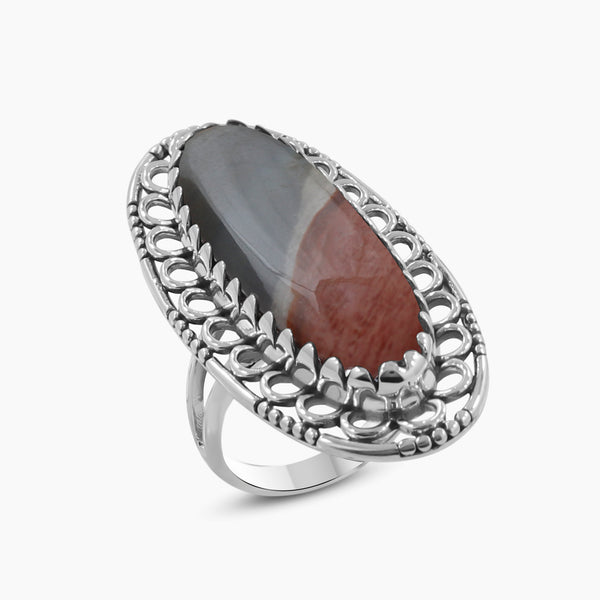 925 Sterling Silver Polychrome Jasper Rings