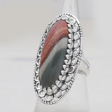 925 Sterling Silver Polychrome Jasper Rings