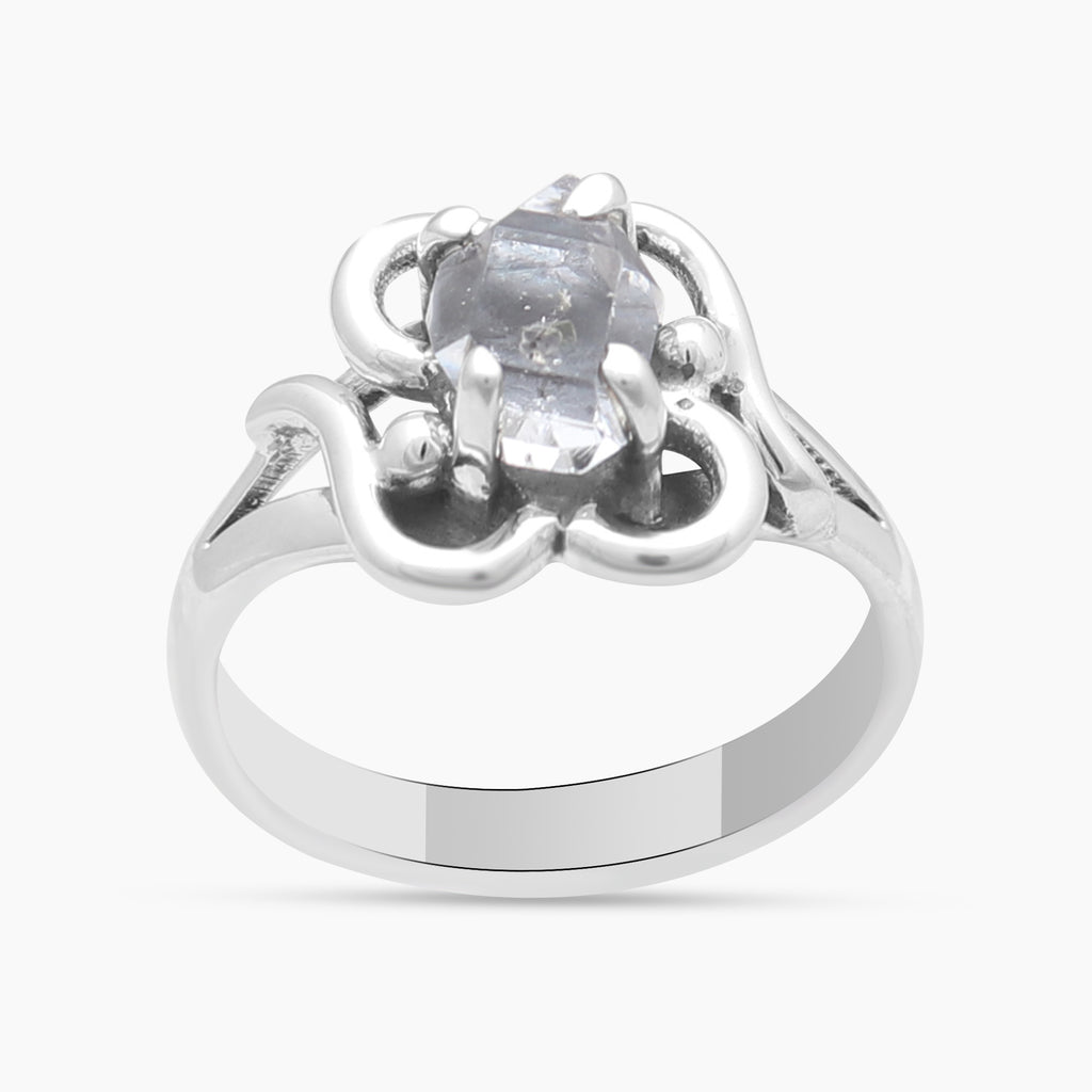 925 Sterling Silver Herkimer Quartz Ring