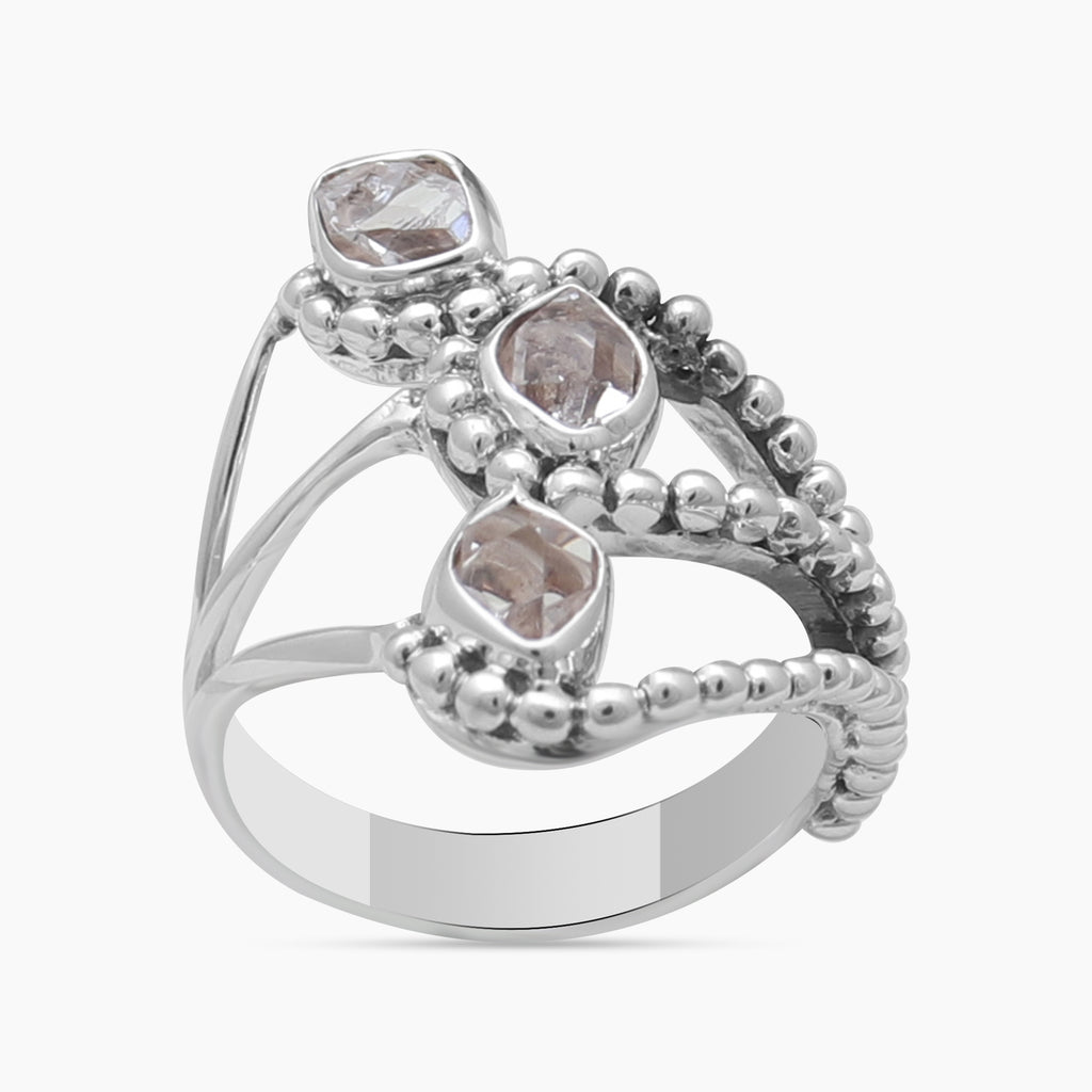 Herkimer Quartz Silver Rings