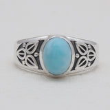 Natural Larimar Silver Designer Rings