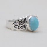 Natural Larimar Silver Designer Rings