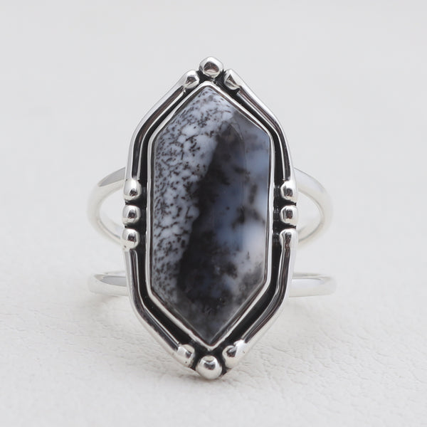 Dendritic Opal Sliver Rings