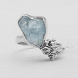 Natural Aquamarine Silver Rings