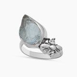 Natural Aquamarine Silver Rings