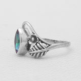 Mystic Quartz Leaf Design Silver Rings
