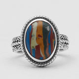 Rainbow Calsilica Silver Rings