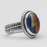 Rainbow Calsilica Silver Rings