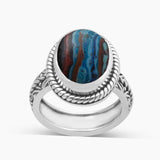 Rainbow Calsilica Silver Rings