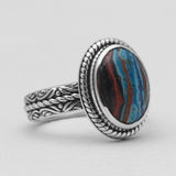 Rainbow Calsilica Silver Rings