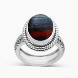 Rainbow Calsilica Silver Rings