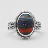 Rainbow Calsilica Silver Rings
