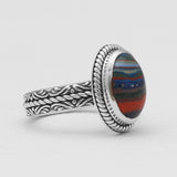 Rainbow Calsilica Silver Rings