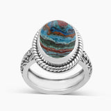 Rainbow Calsilica Silver Rings