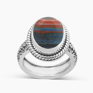 Rainbow Calsilica Silver Rings
