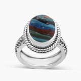 Rainbow Calsilica Silver Rings
