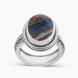 Rainbow Calsilica Silver Rings