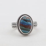 Rainbow Calsilica Silver Rings