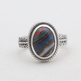 Rainbow Calsilica Silver Rings