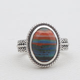 Rainbow Calsilica Silver Rings
