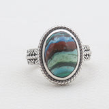 Rainbow Calsilica Silver Rings
