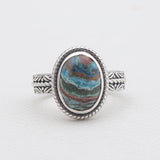 Rainbow Calsilica Silver Rings