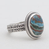 Rainbow Calsilica Silver Rings