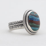 Rainbow Calsilica Silver Rings