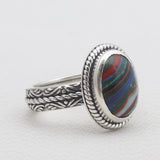 Rainbow Calsilica Silver Rings