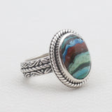 Rainbow Calsilica Silver Rings