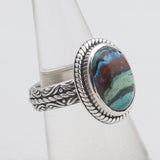 Rainbow Calsilica Silver Rings