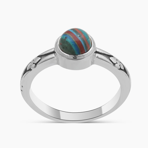 925 Sterling Silver Rainbow Calsilica Rings