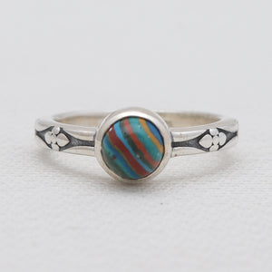 925 Sterling Silver Rainbow Calsilica Rings