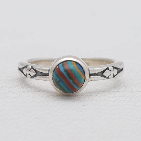 925 Sterling Silver Rainbow Calsilica Rings