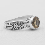 Yellow Citrine Silver Women Rings