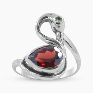 Garnet Peridot Silver Ring