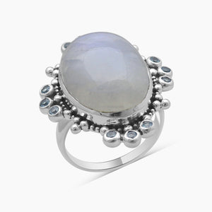 Rainbow Moonstone & Iolite Silver Rings