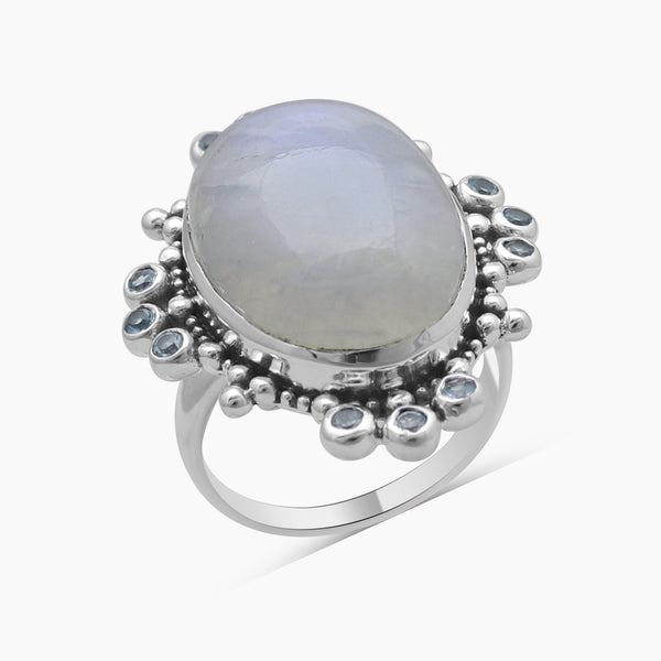 Rainbow Moonstone & Iolite Silver Rings